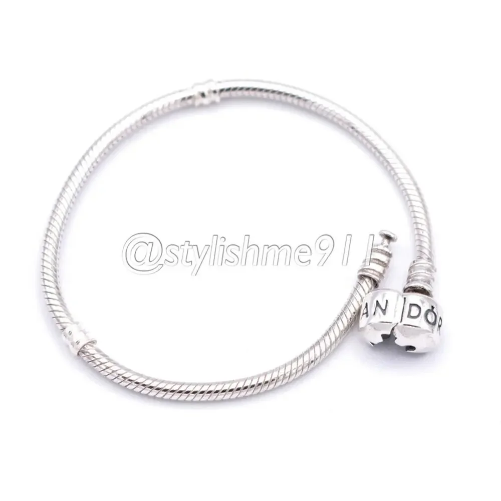 Authentic PANDORA Moments Barrel Clasp Charm Bracelet